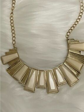 White & Gold Statement Necklace